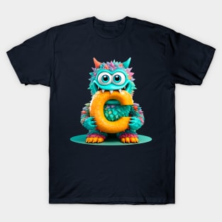 Adorable Kids Monster Alphabet Letter C Funny Back to School T-Shirt